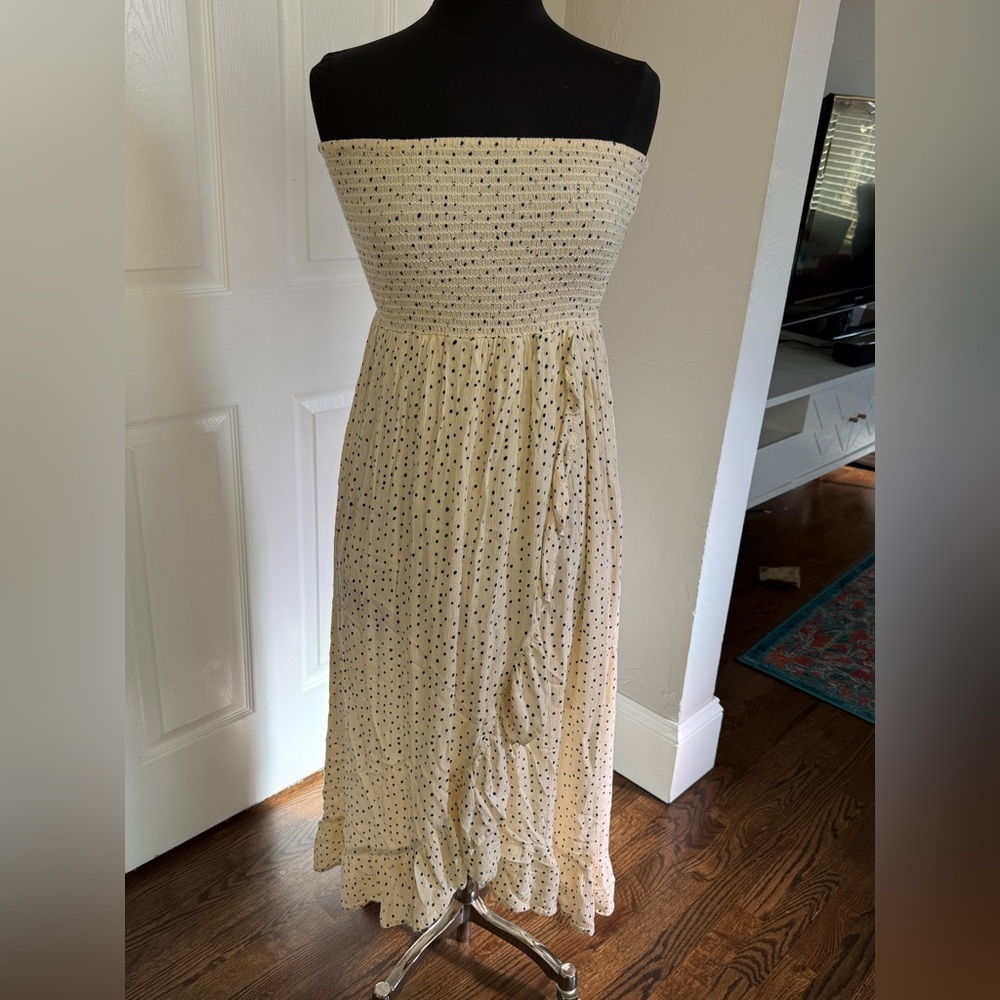 Altar’d State Strapless Polka Dot Midi Dress – Size Small - Picture 2 of 5